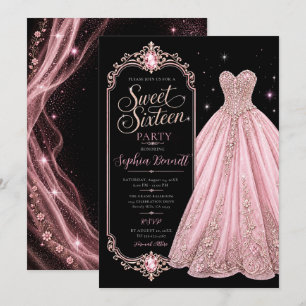 Convites Vestido de Aniversário de 16 Anos Sweet Pink Jewel