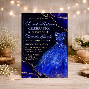 Convites Vestido de Aquarela Azul e Agitação da Largura Doc