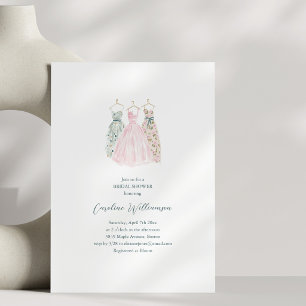 Convites Vestido de Aquarela Moda Rosa Chuveiro de Noiva