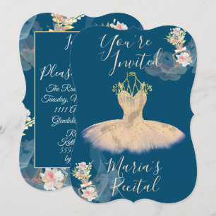 Convites Vestido de Bailarina em Rosa Ouro Transparente Per