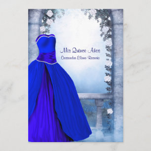 Convites Vestido de Baile Azul Marinho Rosa Quinceanera