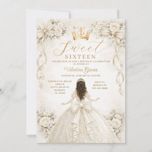 Convites Vestido de Baile Princesa Marfim Aniversário de Sw