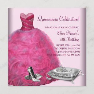 Convites Vestido de Bola Rosa Sapatos de Salto Alto Rosa Qu