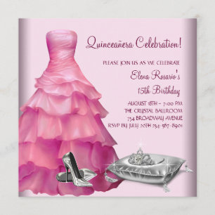 Convites Vestido de Bola Rosa Sapatos de Salto Alto Rosa Qu