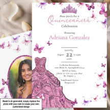 Vestido de Borboletas Rosa e Foto de Tiara Quincea