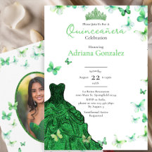 Vestido de Borboletas Verde Esmeralda Foto Quincea