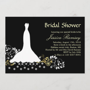 Convites Vestido de casamento branco, espirros no Chá de p