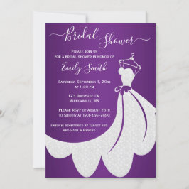 Convites Vestido de Casamento Branco no Chá de panela Roxo