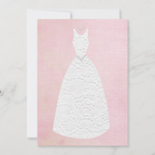 Convites Vestido de Casamento Branco Rosa-Rosa-chá de pane