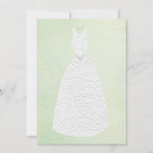 Convites Vestido de Casamento Branco Verde chá de panela V
