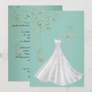 Convites Vestido de casamento simples verde