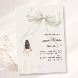 Convites Vestido de cetim marfim creme luxuoso Sweet 16