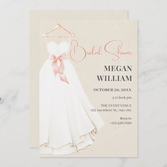 Convites vestido de chá de panela (Frente/Verso)