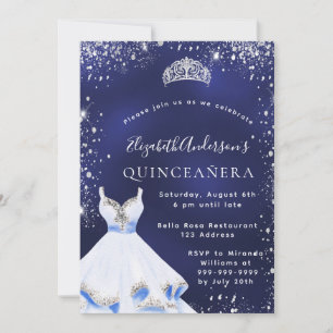 Convites Vestido de cintura azul de prata tiara