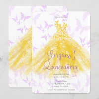 Vestido de Dança Borboleta Amarelo e Lilás Quincea