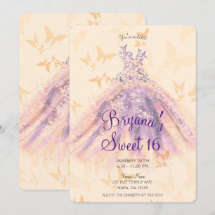 Convites Vestido de Dança Borboleta Laranja Roxo Festa Doce