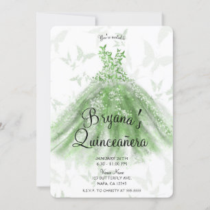 Convites Vestido de Dança Borboleta Verde Festa Quinceañera
