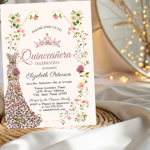 Convites Vestido de diamantes de flores silvestres Quincean
