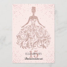 Vestido de faísca Dourado Quinceañera Glitter Rosa