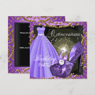 Convites Vestido de festa de 15 anos Quinceanera roxo