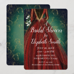 Convites Vestido de Festa de Noivado Vermelho Verde Dourado