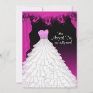 Convites Vestido de Festa Fuchsia Rosa Quinceanera