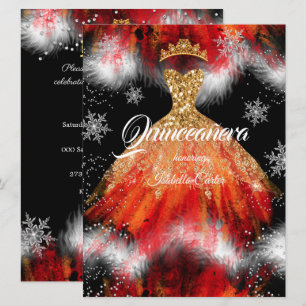 Convites Vestido de Fogo de Floco de Neve Laranja Vermelho 