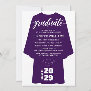 Convites Vestido de Formatura Roxo Minimalista Turma de 202