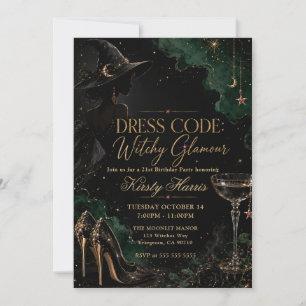 Convites Vestido de Glamour Bruxo para Aniversário de 21 An