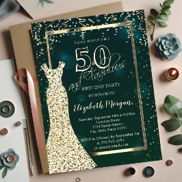Convites Vestido de Lantejoulas Douradas Aniversário de 50