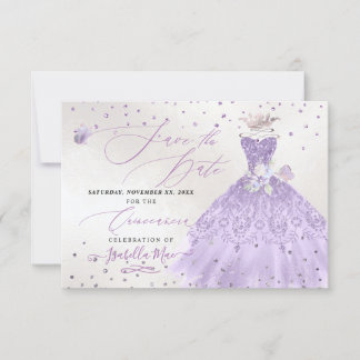 Convites Vestido de Lilas com Brilho para Quinceanera Salva