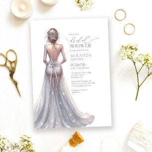 Convites Vestido de Noite Brilhante Prateado Elegante para