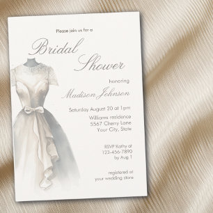 Convites Vestido de Noiva Aquarela Chuveiro Nupcial
