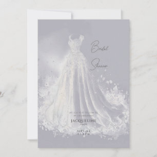 Convites Vestido de Noiva Azul Empoeirado Chuveiro Nupcial