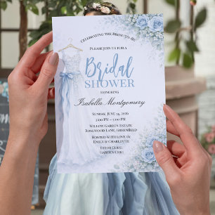 Convites Vestido de Noiva Azul Poeirento Chuveiro Nupcial