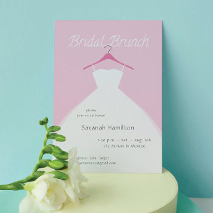 Convites Vestido de Noiva Cor-de-Rosa Pendurado Brunch Nupc