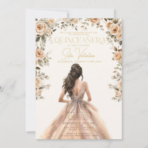 Convites Vestido de Noiva de Quinze Anos Champagne Dourado 