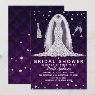 Convites Vestido de Noiva Diamante Royal Purple Chuveiro de