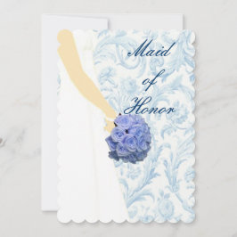 Convites Vestido de Noiva Elegante Azul Carta de Dama de Ho