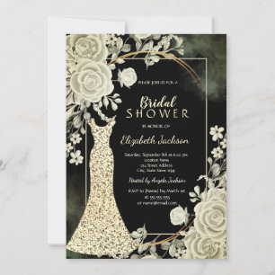 Convites Vestido de Noiva Elegante com Lantejoulas Rosas Fe