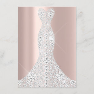 Convites Vestido de Noiva Faísca Rosa VIP Rosa Diamante