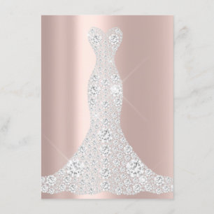 Convites Vestido de Noiva Faísca Rosa VIP Rosa Diamante