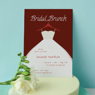 Convites Vestido de Noiva Pendurado Cabernet Brunch Nupcial