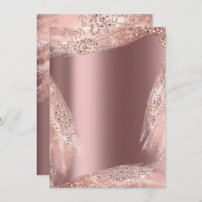 Convites Vestido de Noiva Rose Diamond Sparkly 16º Doce (Frente/Verso)