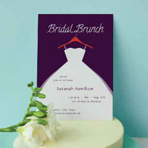 Convites Vestido de Noiva Roxo Pendurado Brunch Nupcial