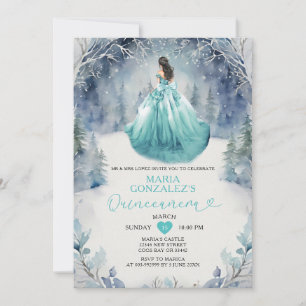 Convites Vestido de Princesa Azul Água Floresta de Inverno