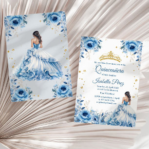 Convites Vestido de Princesa Azul Claro de Quinceanera Tiar