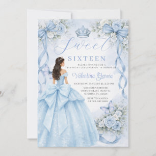 Convites Vestido de Princesa Azul Empoeirado Aniversário de