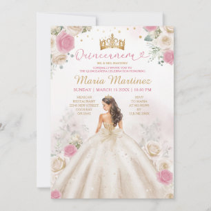 Convites Vestido de Princesa Creme de Marfim Dusty Rose Qui