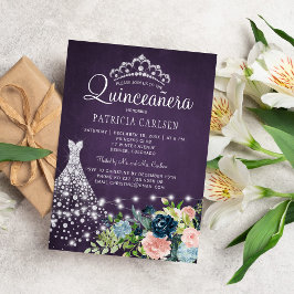 Convites Vestido de princesa diamante aquarela chic quincea